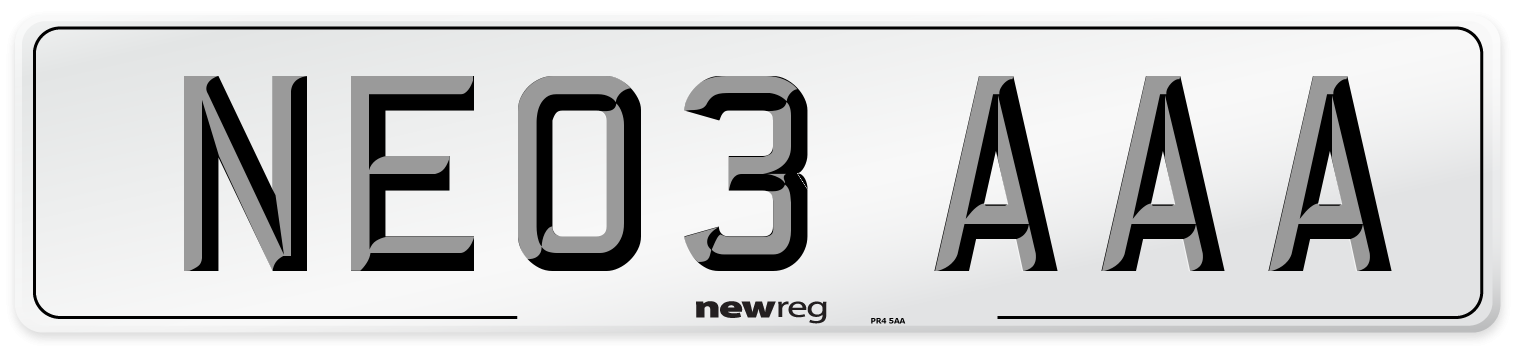 NE03 AAA Number Plate from New Reg